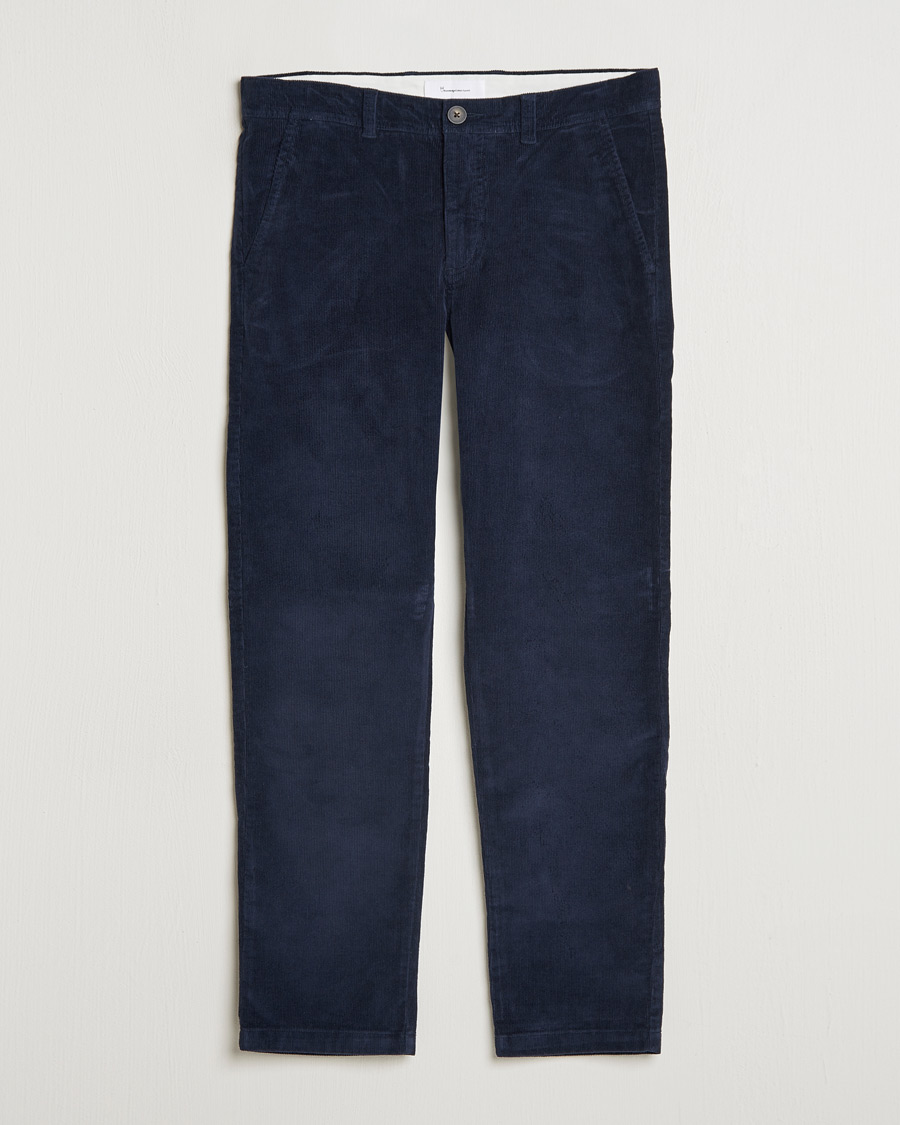 Homme | Pantalons | KnowledgeCotton Apparel | Chuck Regular Cord Trousers Navy