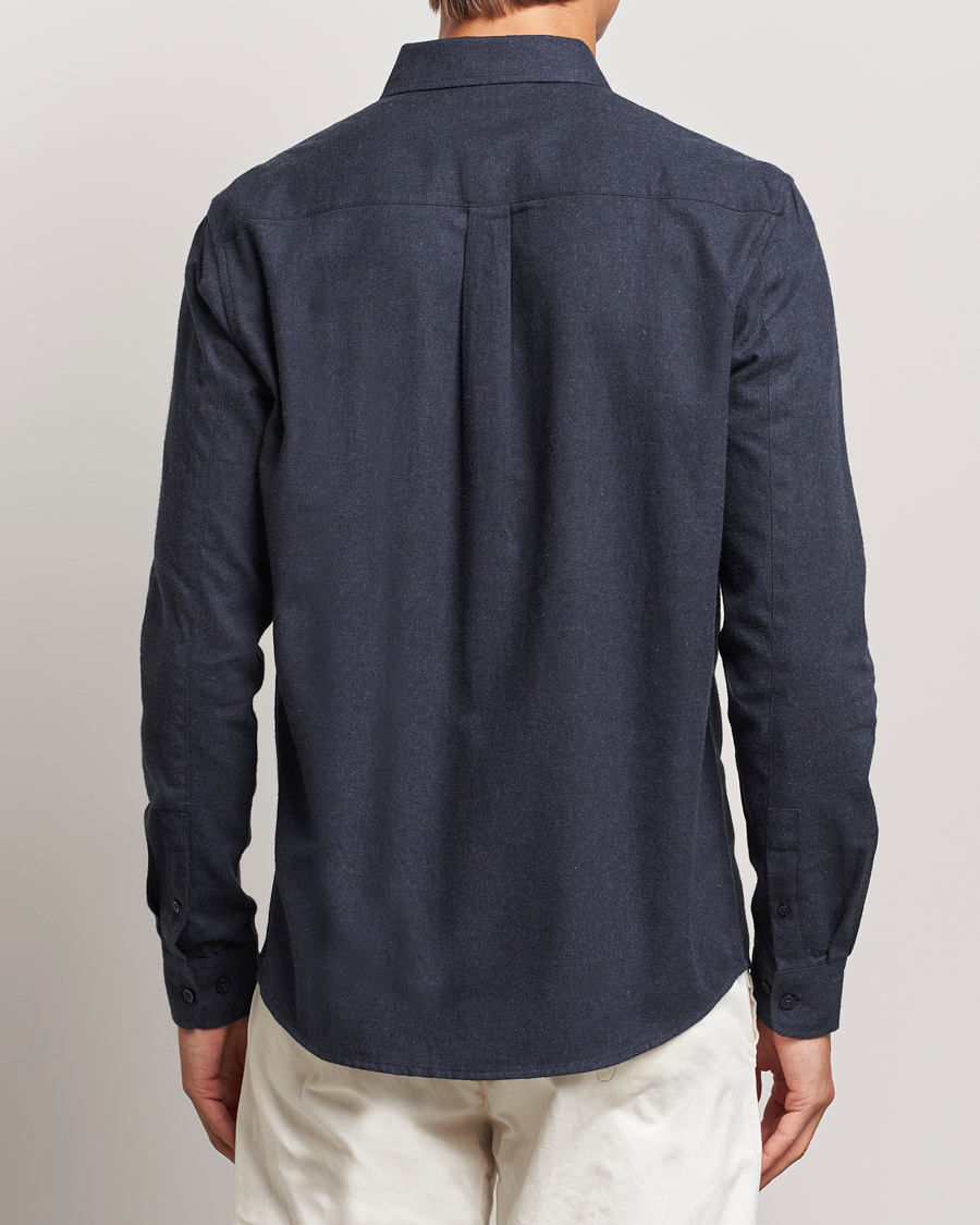 Homme | Chemises | KnowledgeCotton Apparel | Regular Fit Melange Flannel Shirt Navy