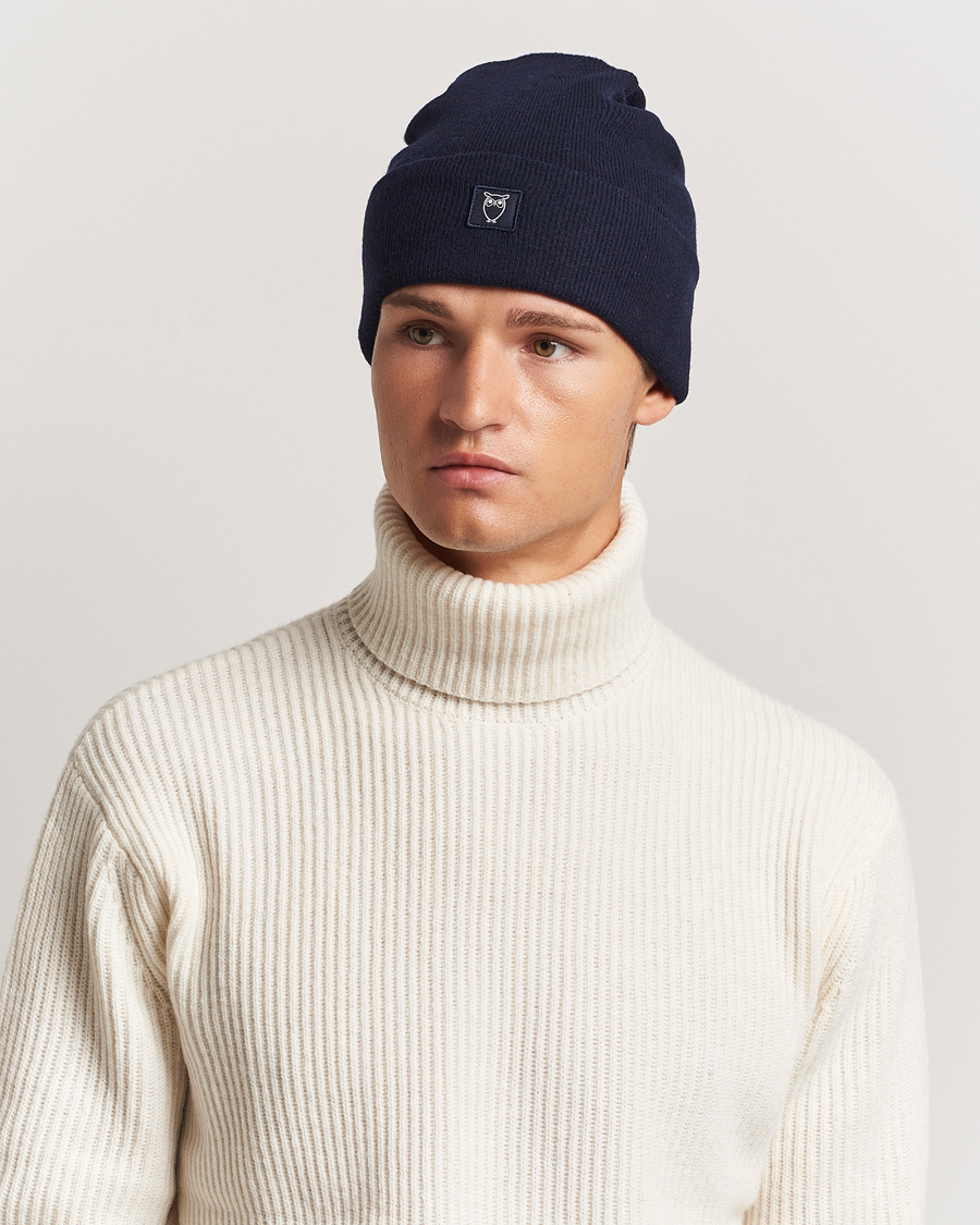 Heren | KnowledgeCotton Apparel Double Layer Wool Beanie Navy | KnowledgeCotton Apparel | Double Layer Wool Beanie Navy