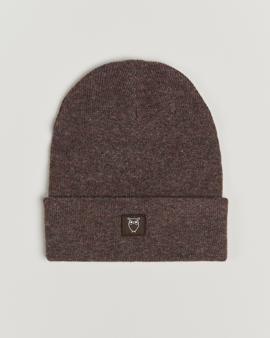 Homme | KnowledgeCotton Apparel Double Layer Wool Beanie Brown Melange | KnowledgeCotton Apparel | Double Layer Wool Beanie Brown Melange
