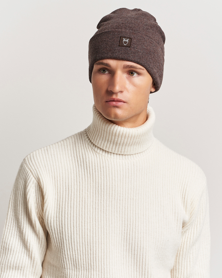 Homme | KnowledgeCotton Apparel Double Layer Wool Beanie Brown Melange | KnowledgeCotton Apparel | Double Layer Wool Beanie Brown Melange