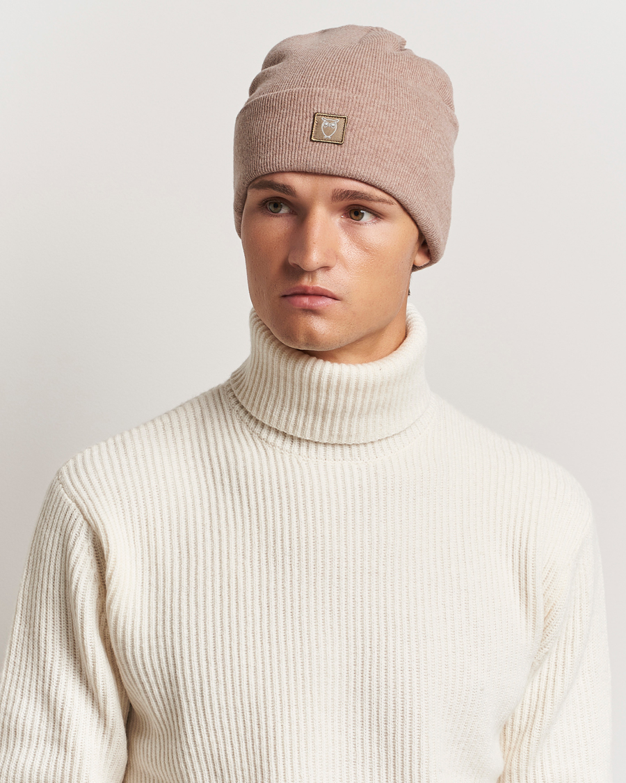 Heren | KnowledgeCotton Apparel Double Layer Wool Beanie Light Beige | KnowledgeCotton Apparel | Double Layer Wool Beanie Light Beige