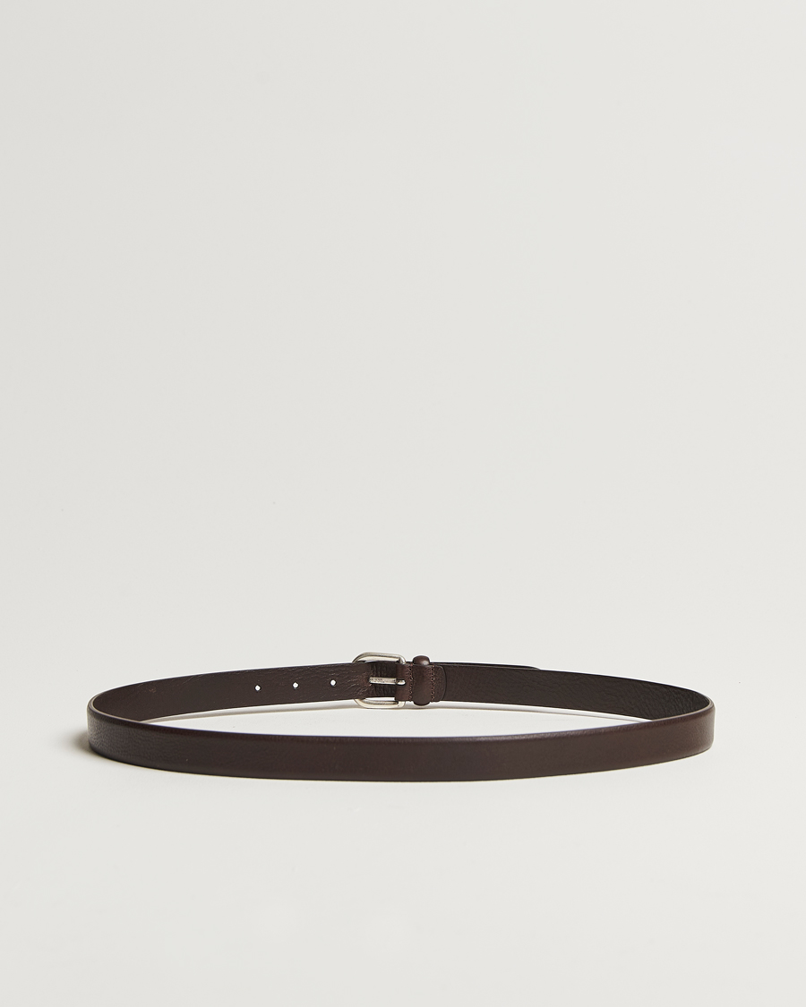 Homme | Ceintures | Anderson's | Grained Leather Belt 2,5 cm Dark Brown
