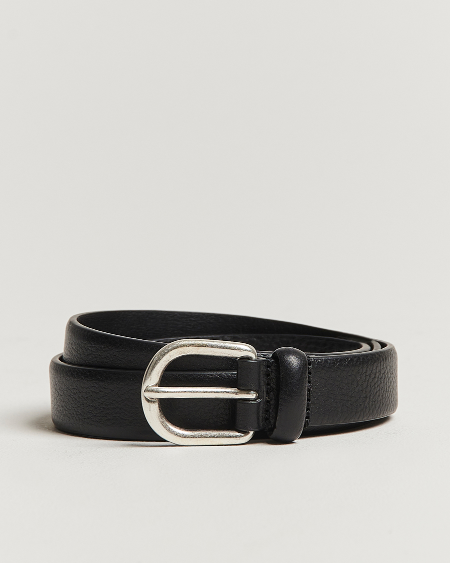 Homme | Ceintures | Anderson's | Grained Leather Belt 2,5 cm Black
