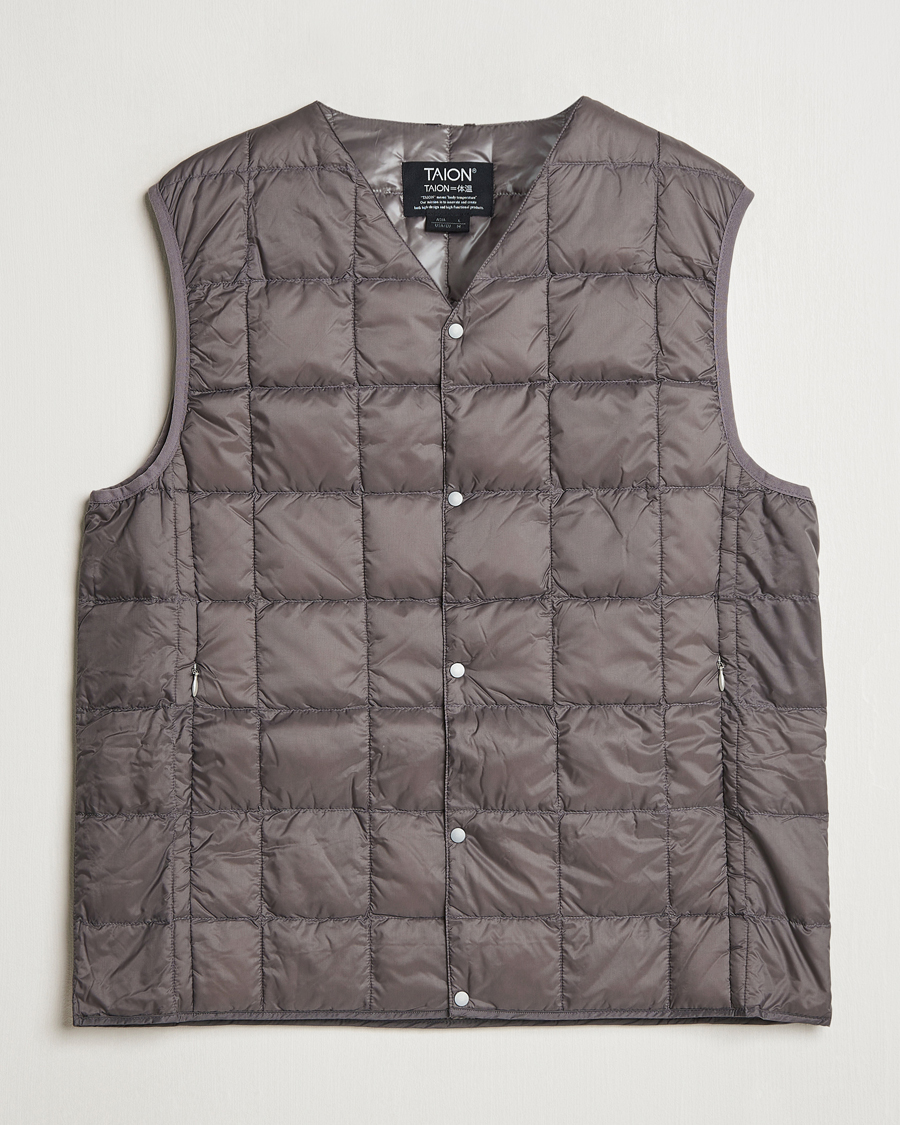 Heren | Gilets | TAION | V-Neck Lightweight Down Vest Gray