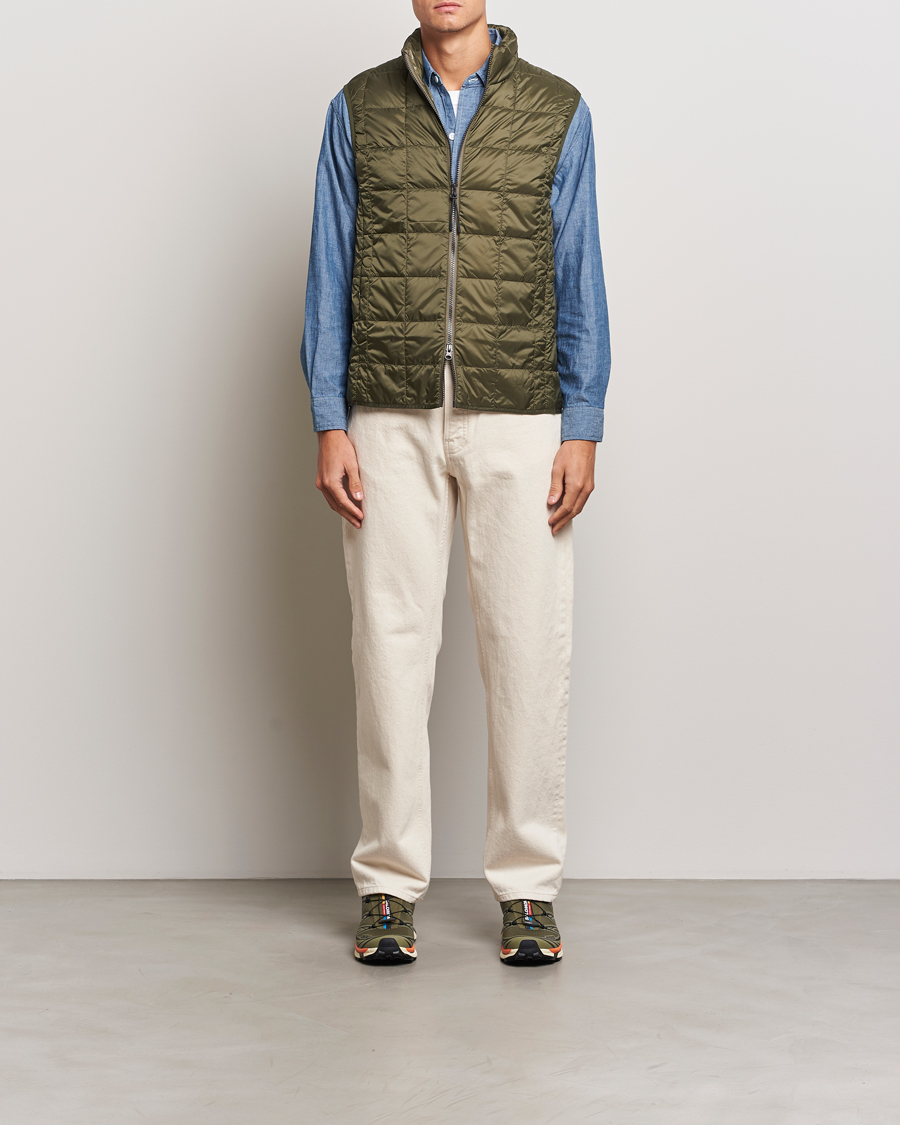 Homme | Manteaux Et Vestes | TAION | High Neck Full Zip Lightweight Down Vest Dark Olive