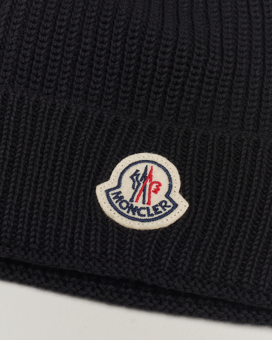 Homme | Moncler Logo Embossed Beanie Black | Moncler | Logo Embossed Beanie Black