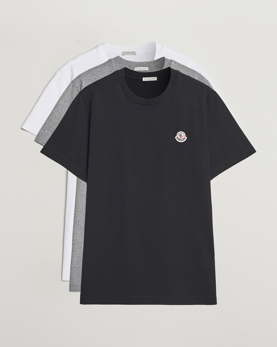 Homme | T-shirts | Moncler | 3-Pack Logo T-Shirt White/Grey/Black