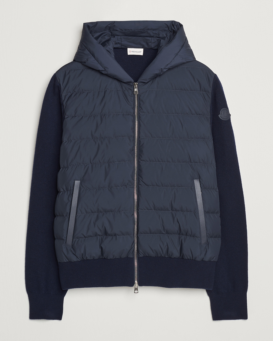 Homme | Manteaux Et Vestes | Moncler | Full Zip Padded Hoodie Dark Blue