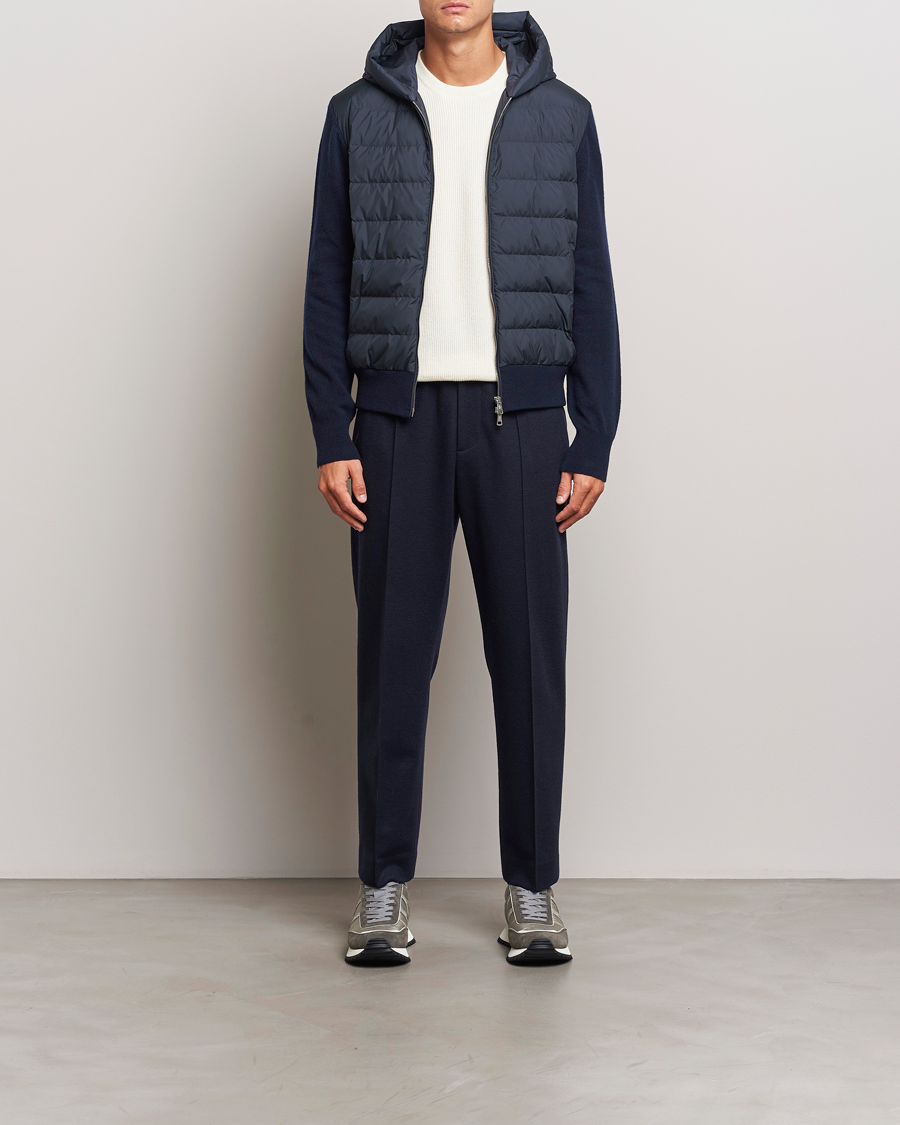 Homme | Manteaux Et Vestes | Moncler | Full Zip Padded Hoodie Dark Blue