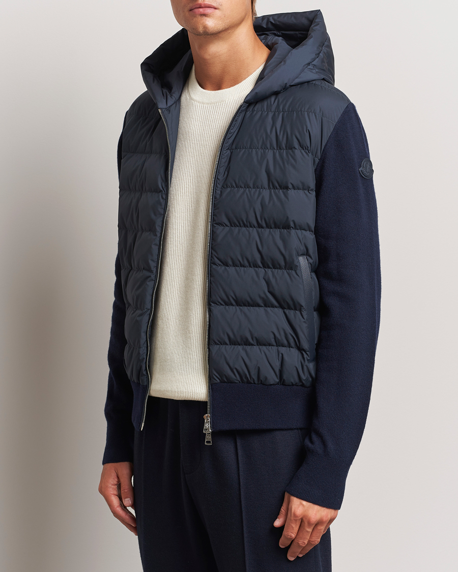 Homme | Manteaux Et Vestes | Moncler | Full Zip Padded Hoodie Dark Blue