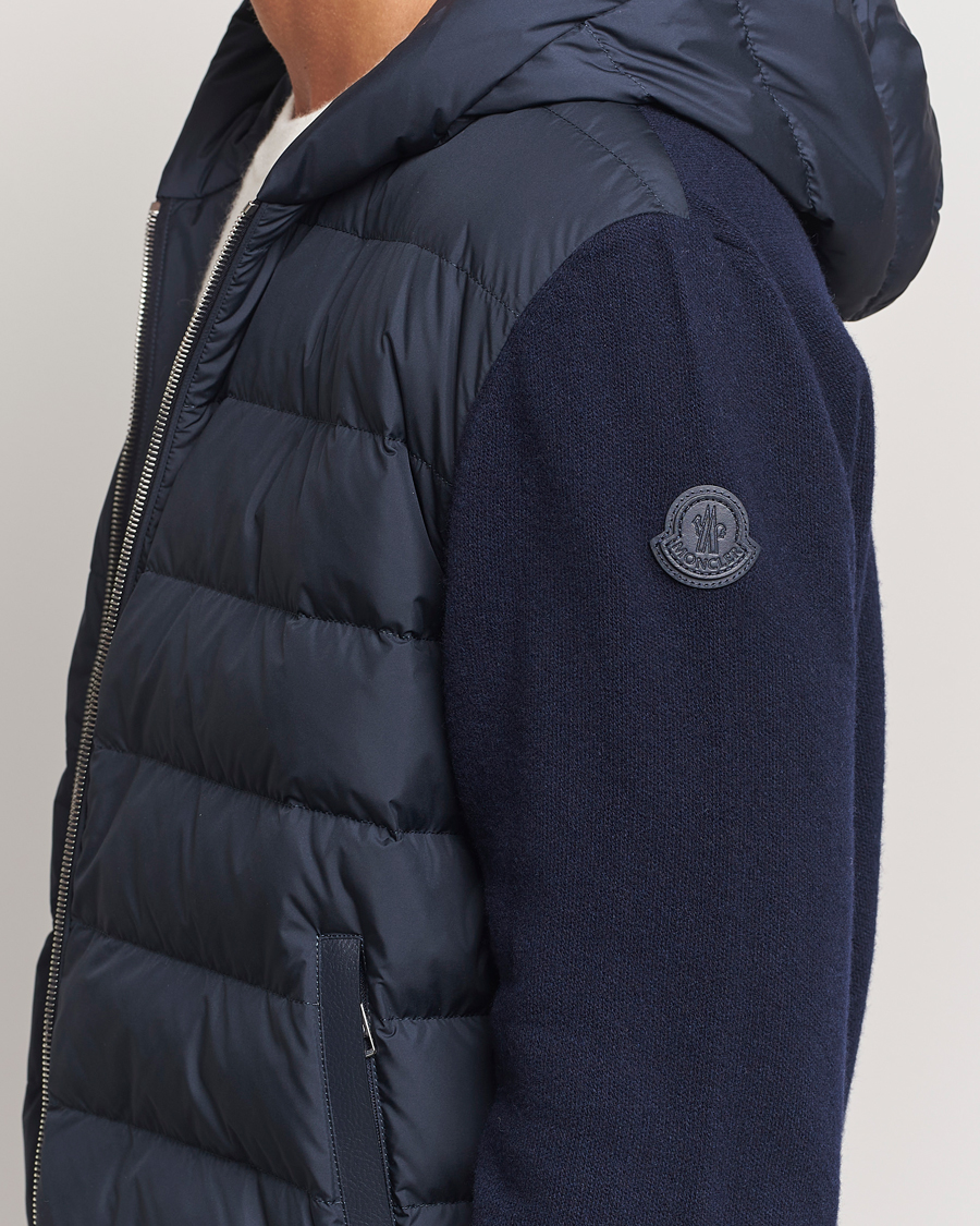 Homme | Manteaux Et Vestes | Moncler | Full Zip Padded Hoodie Dark Blue
