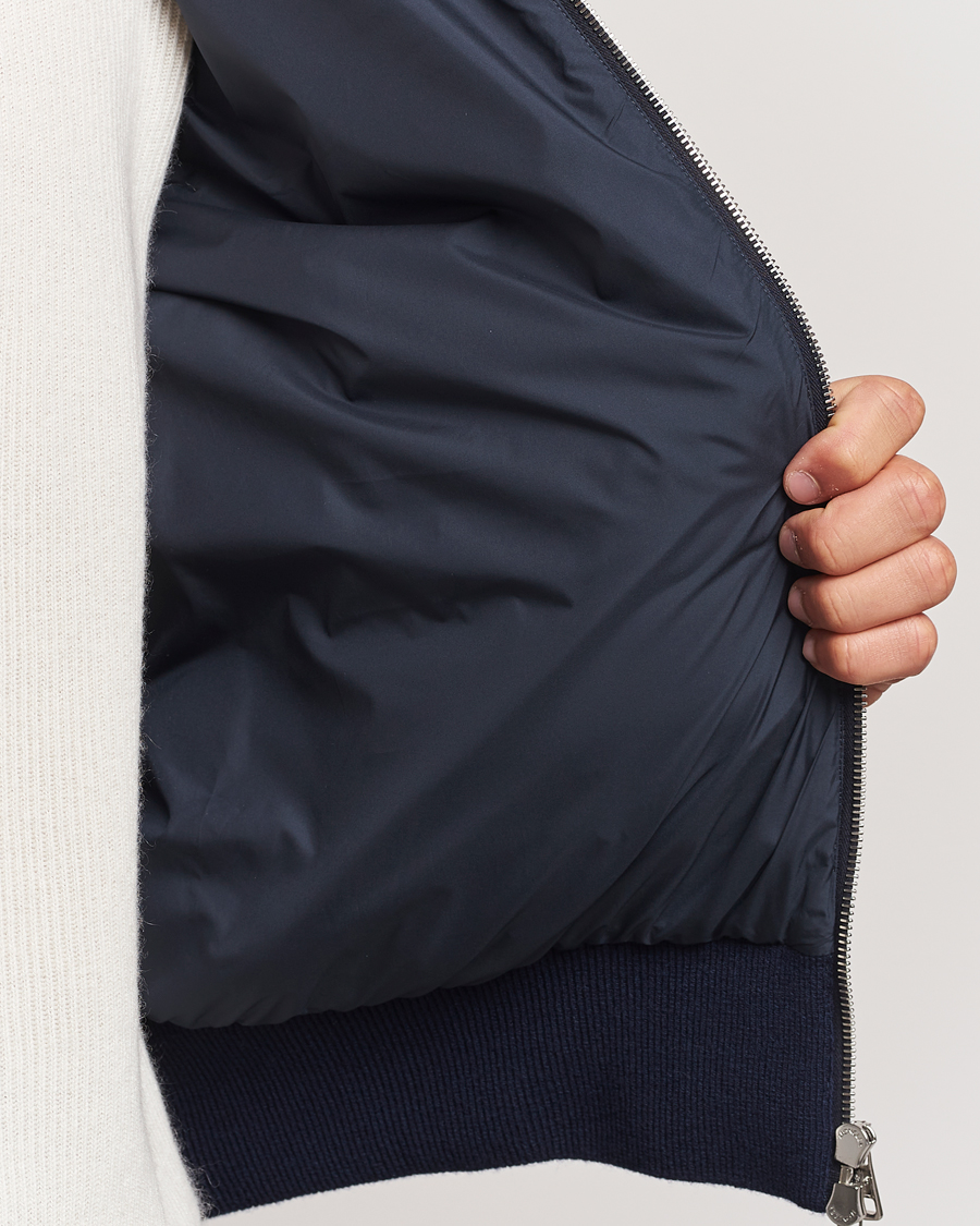 Homme | Manteaux Et Vestes | Moncler | Full Zip Padded Hoodie Dark Blue