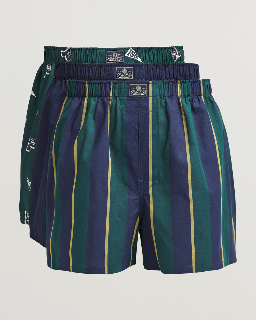 Heren | Ondergoed | Polo Ralph Lauren | 3-Pack Woven Boxer Stripe/All Over Print/Navy