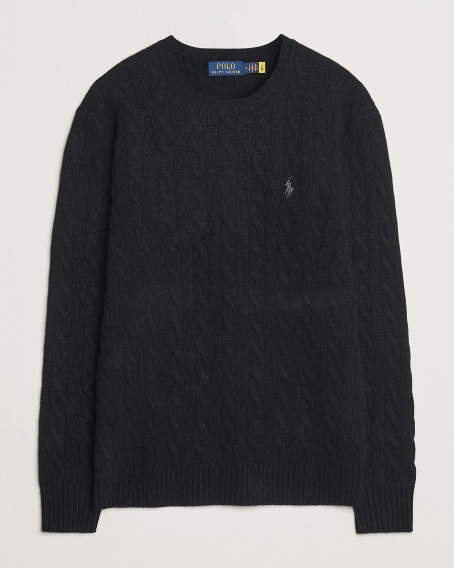 Heren | Truien | Polo Ralph Lauren | Wool/Cashmere Cable Crew Neck Polo Black