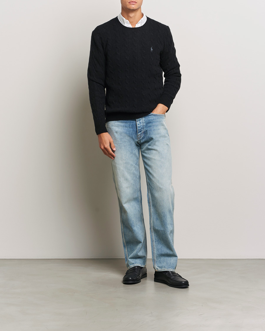 Heren | Truien | Polo Ralph Lauren | Wool/Cashmere Cable Crew Neck Polo Black