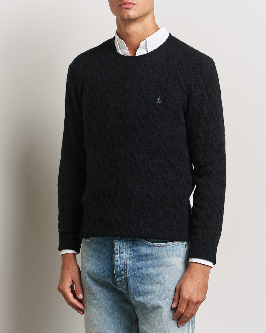 Heren | Truien | Polo Ralph Lauren | Wool/Cashmere Cable Crew Neck Polo Black