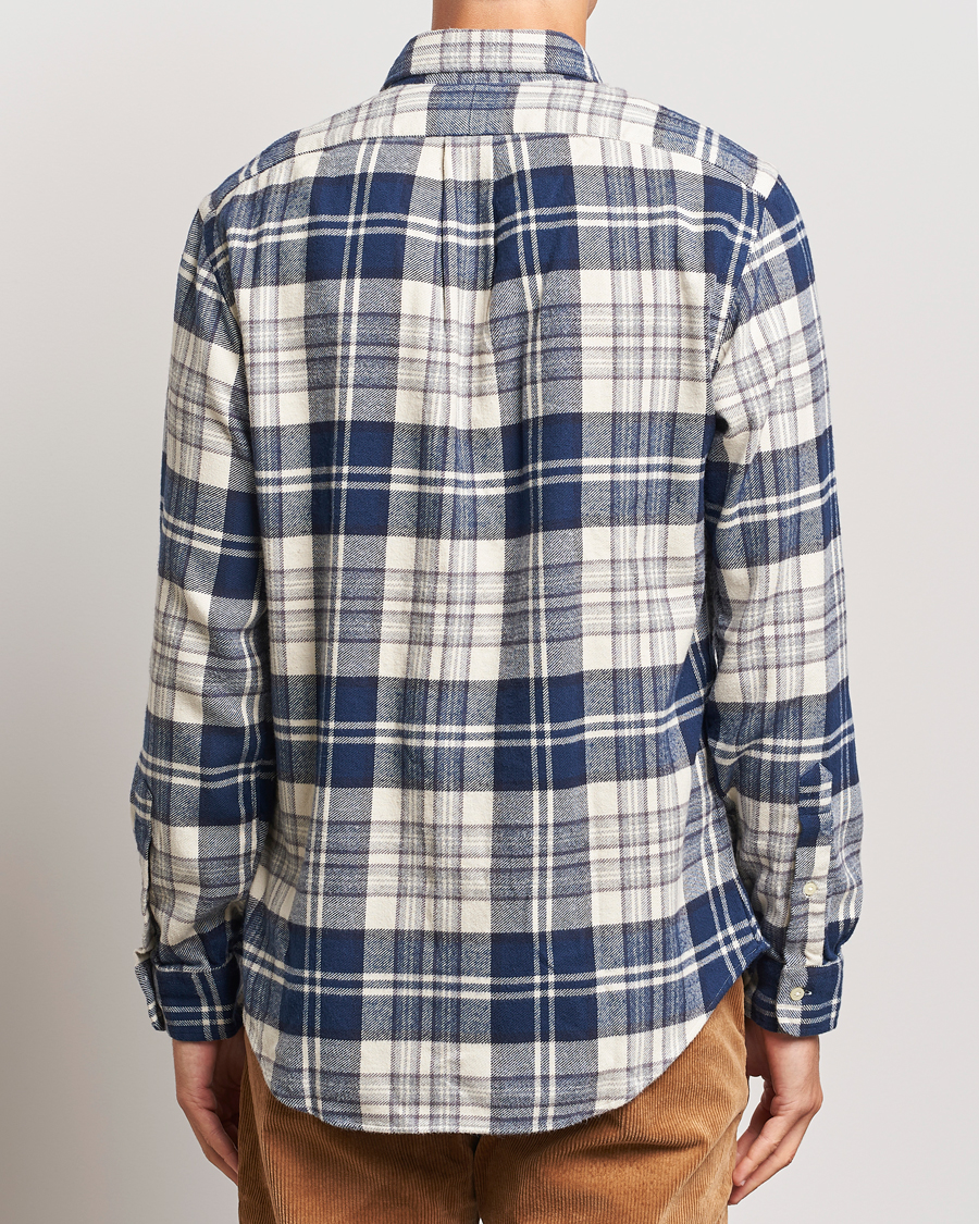 Heren | Overhemden | Polo Ralph Lauren | Custom Fit Brushed Flannel Checked Shirt White/Navy