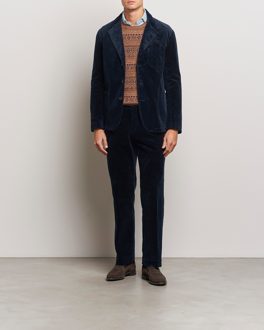 Heren | Broeken | Polo Ralph Lauren | Corduroy Pleated Trousers Aviator Navy