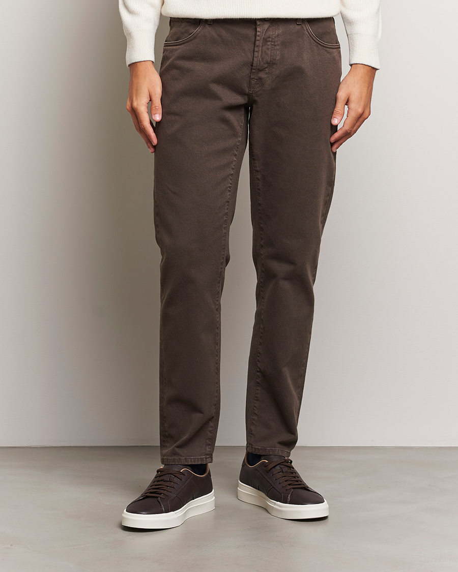 Heren | Broeken | Incotex | 5-Pocket Bull Denim Pants Dark Brown