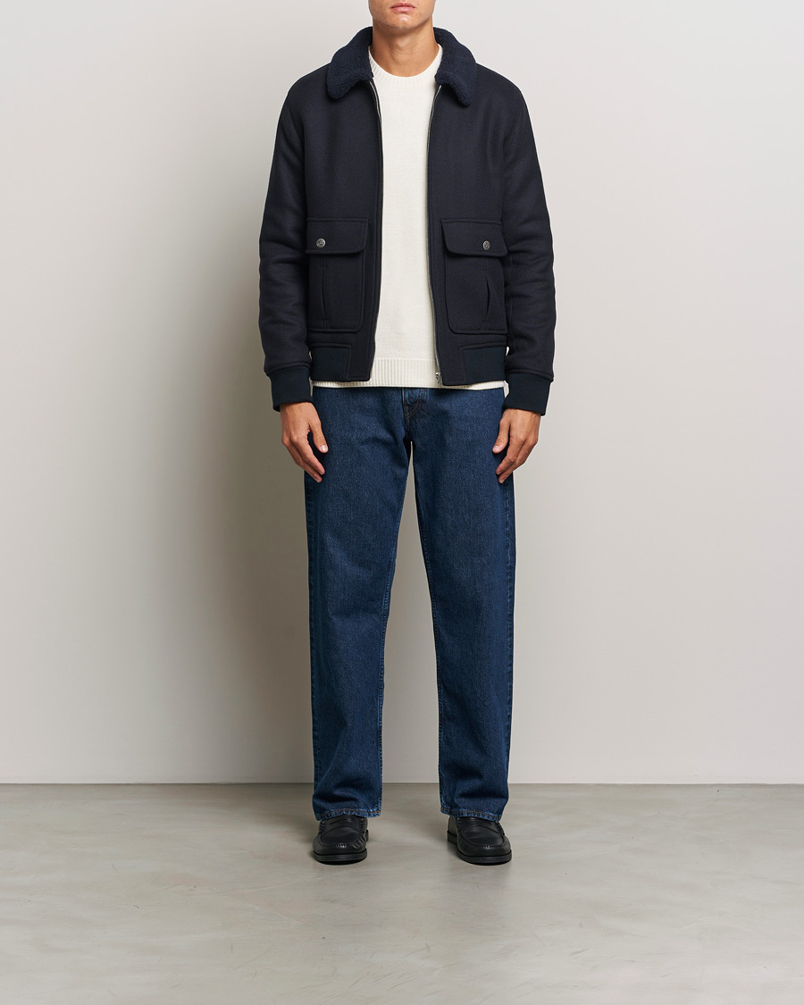 Homme | Manteaux Et Vestes | A.P.C. | Ben Shearling Bomber Jacket Dark Navy