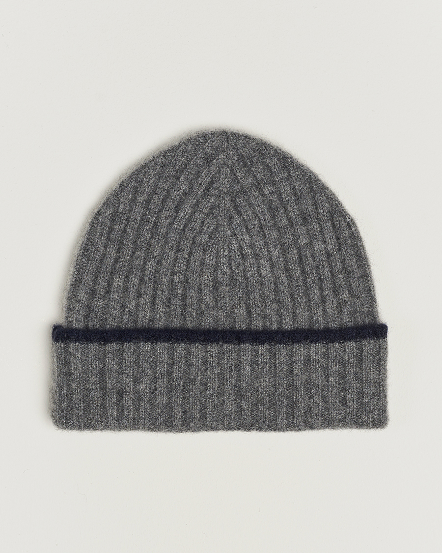 Homme | Amanda Christensen Rib Knitted Cashmere Paspoal Cap Grey Melange | Amanda Christensen | Rib Knitted Cashmere Paspoal Cap Grey Melange