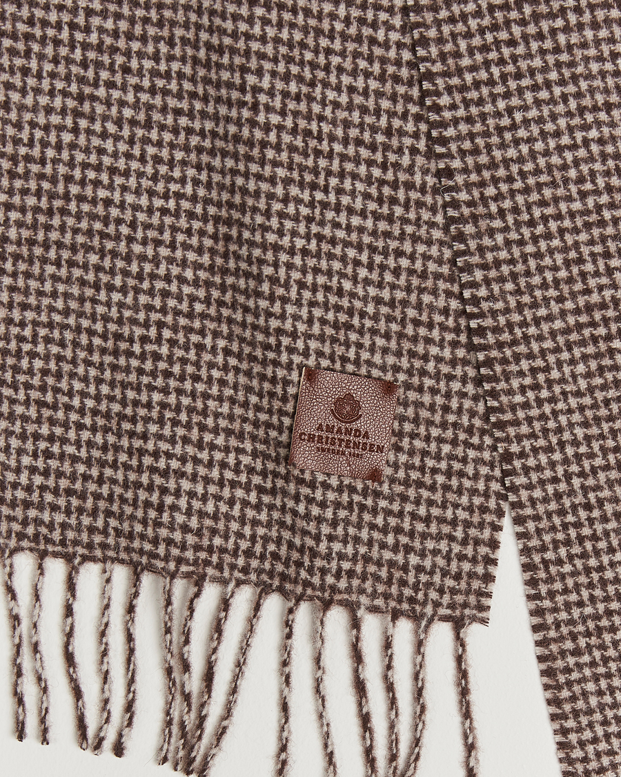 Heren | Amanda Christensen Merino Wool Dogtooth Scarf Beige Melange | Amanda Christensen | Merino Wool Dogtooth Scarf Beige Melange