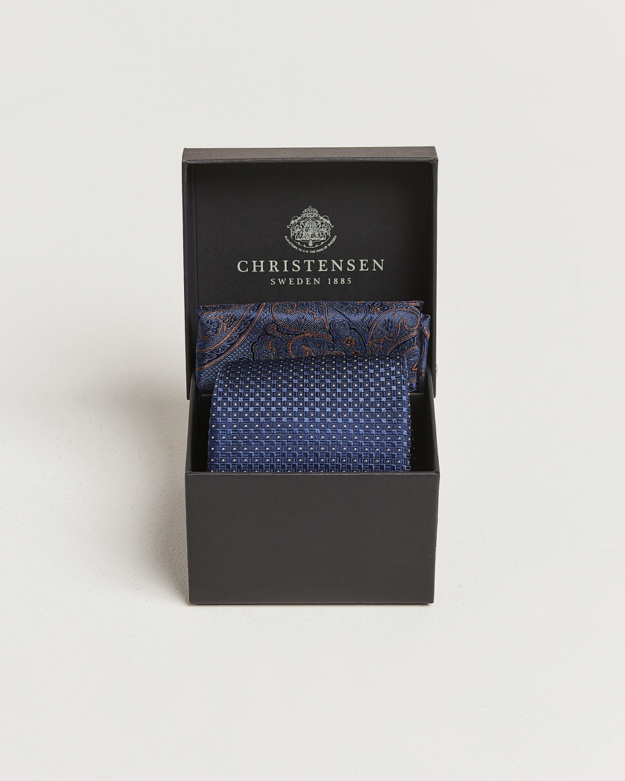 Homme | Amanda Christensen Box Set Silk 8 cm Tie And Pocket Square Navy | Amanda Christensen | Box Set Silk 8 cm Tie And Pocket Square Navy