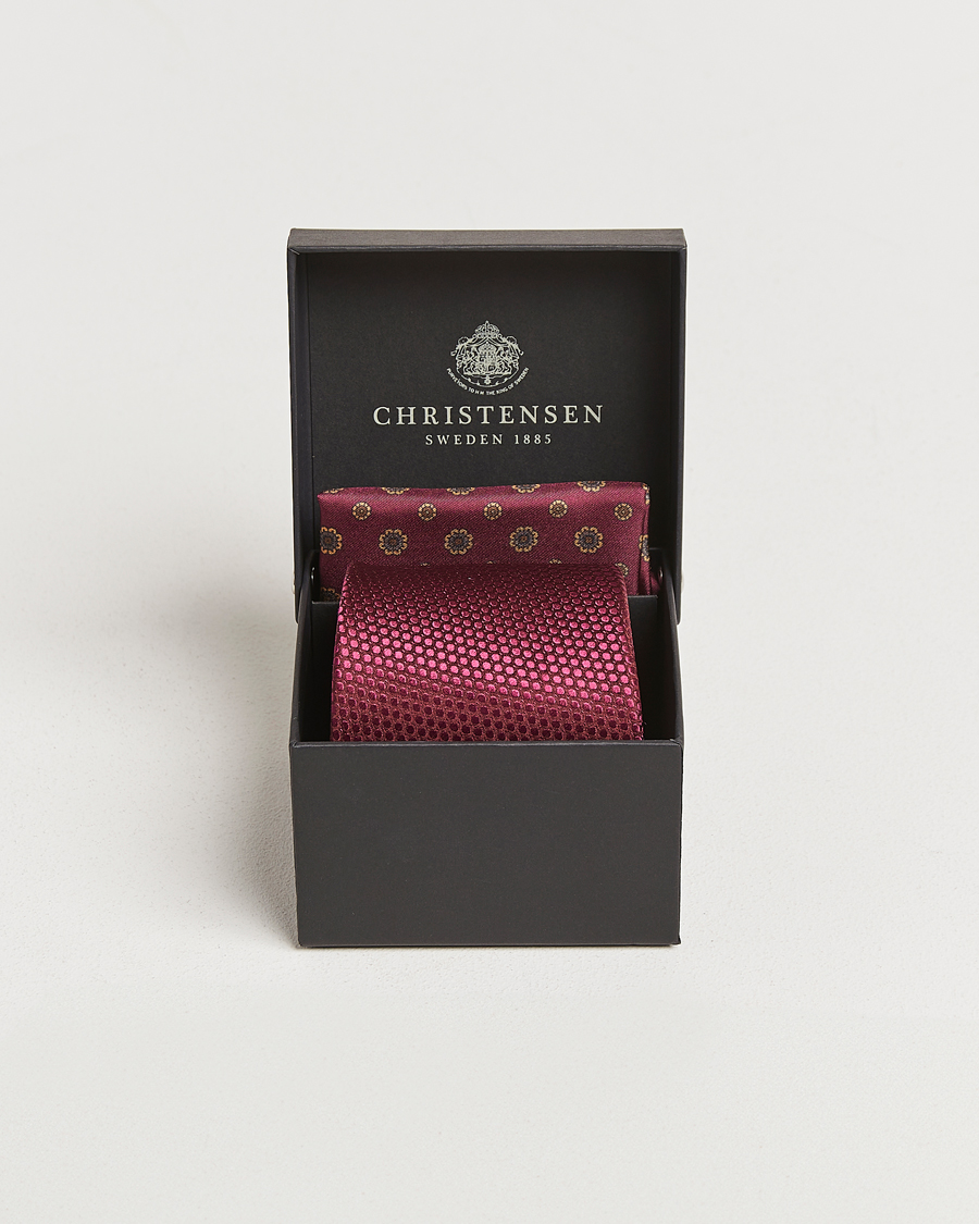 Homme | Amanda Christensen Box Set Silk 8 cm Tie And Pocket Square Bordeaux | Amanda Christensen | Box Set Silk 8 cm Tie And Pocket Square Bordeaux