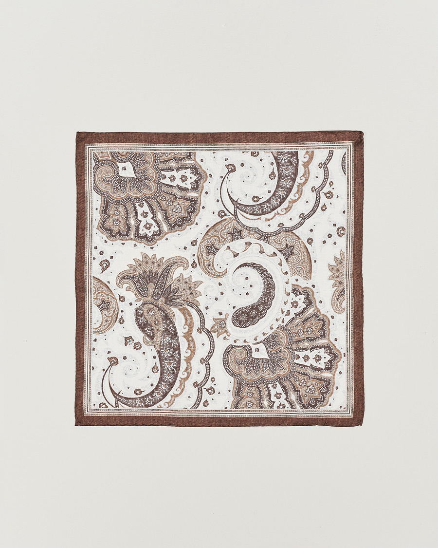 Homme | Pochettes De Costume | Amanda Christensen | Silk Twill Printed Flower Pocket Square Brown