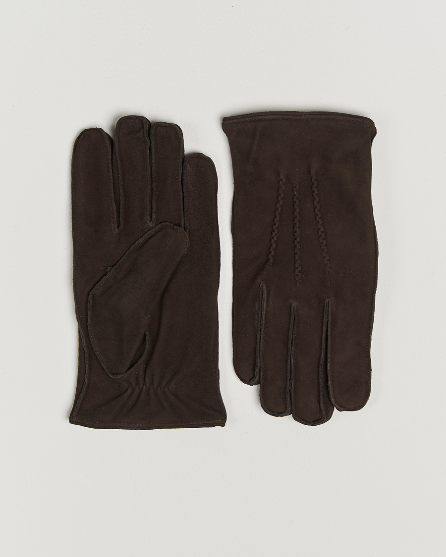 Homme | Amanda Christensen Lined Suede Gloves Brown | Amanda Christensen | Lined Suede Gloves Brown