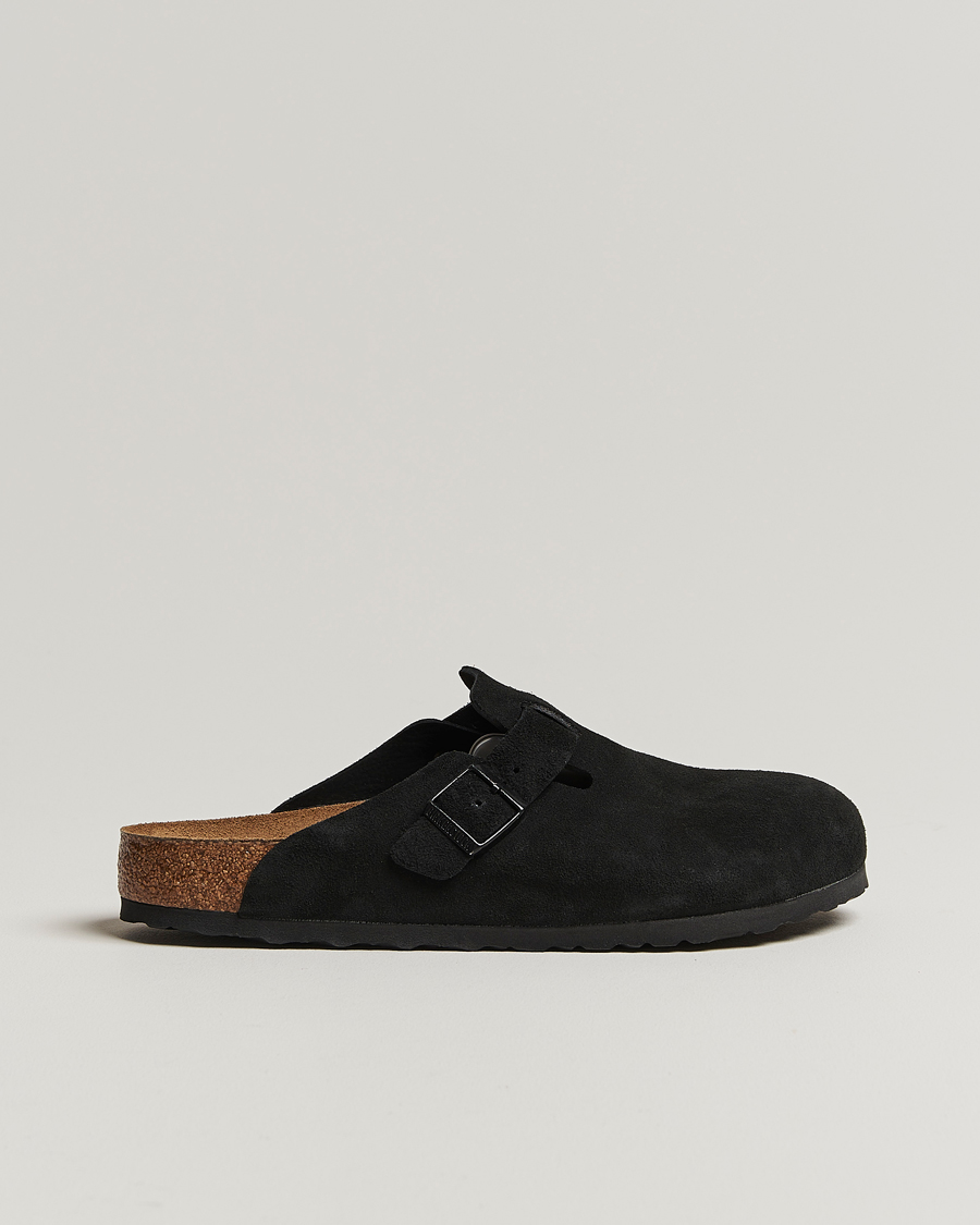 Homme | Sandales Et Mules | BIRKENSTOCK | Boston Soft Footbed Black Suede