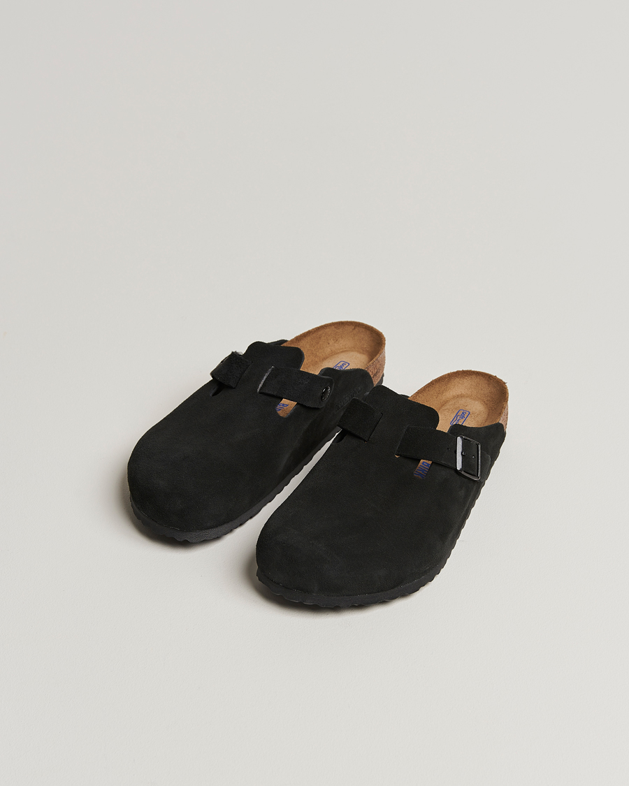 Homme | Sandales Et Mules | BIRKENSTOCK | Boston Soft Footbed Black Suede