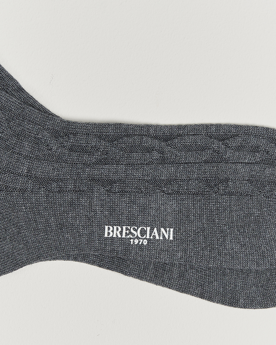 Heren | Ondergoed | Bresciani | Link Ribbed Wool Socks Light Grey