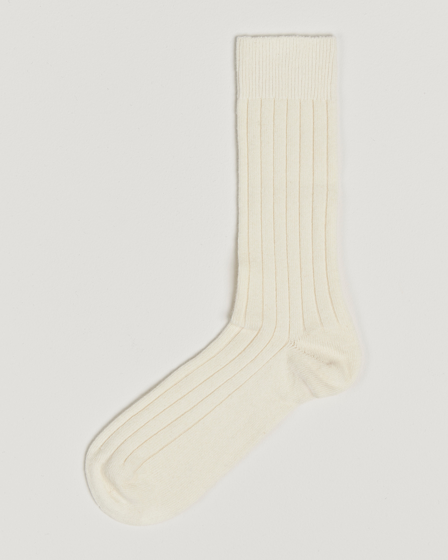 Heren | Ondergoed | Bresciani | Wool/Cashmere Ribbed Socks White