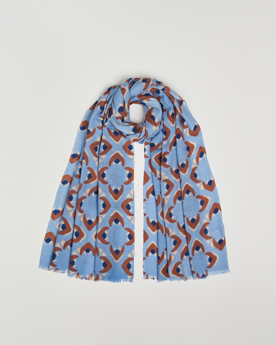 Heren | Altea Printed Wool/Cashmere Scarf Light Blue | Altea | Printed Wool/Cashmere Scarf Light Blue