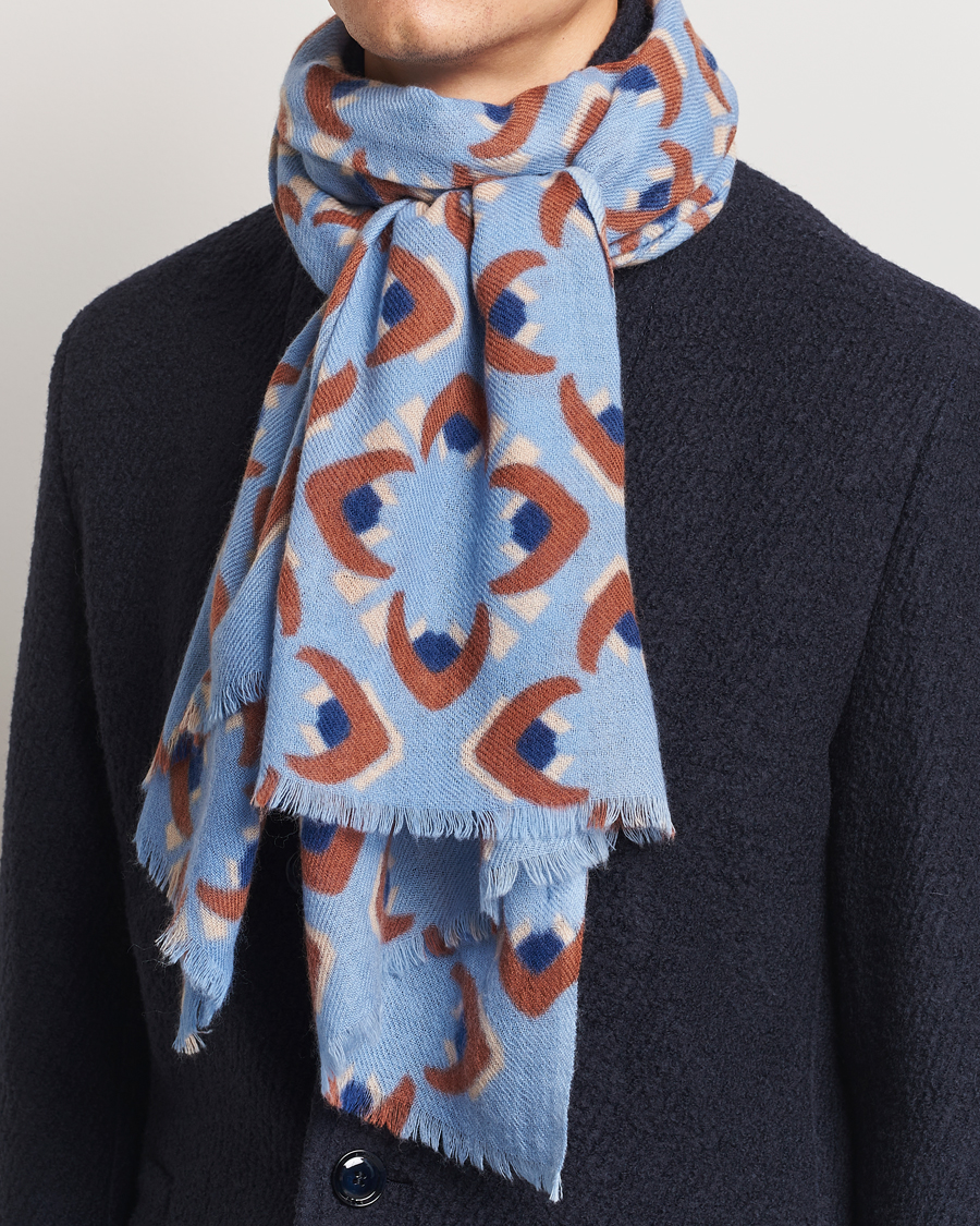 Heren | Altea Printed Wool/Cashmere Scarf Light Blue | Altea | Printed Wool/Cashmere Scarf Light Blue