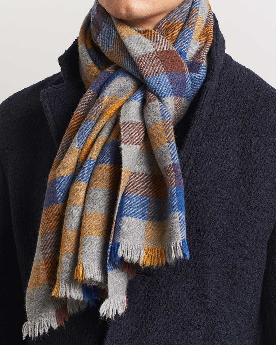 Heren | Altea Check Wool Scarf Yellow/Beige | Altea | Check Wool Scarf Yellow/Beige