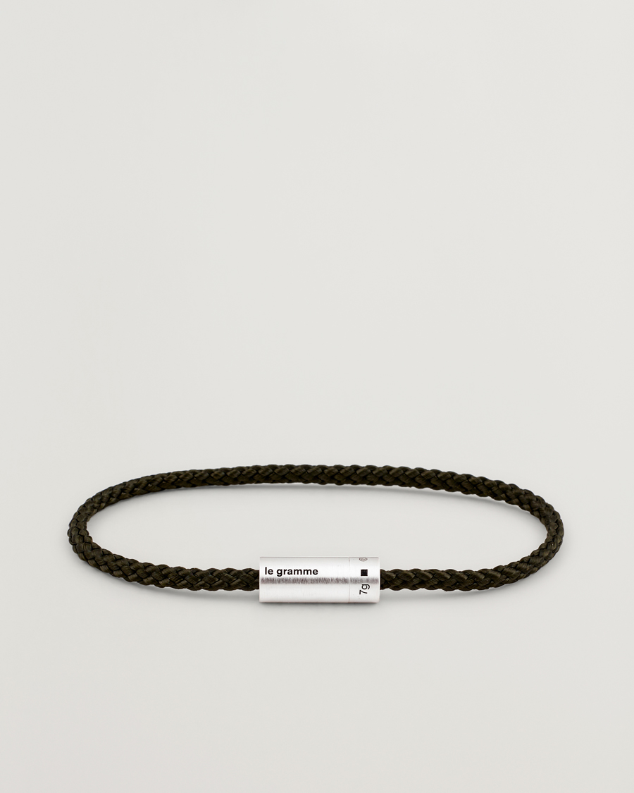 Homme | Bijoux | LE GRAMME | Nato Cable Brushed Bracelet Khaki/Sterling Silver