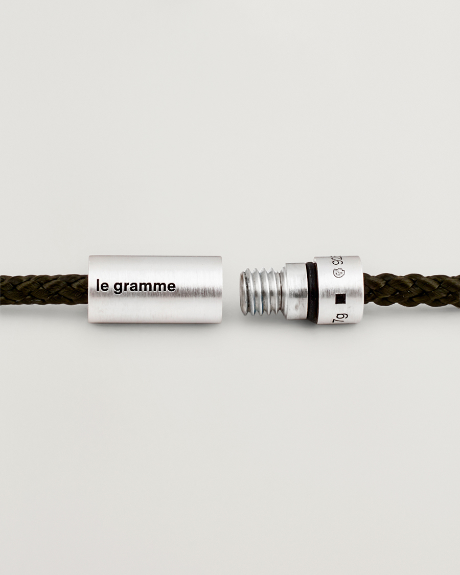 Homme | Bijoux | LE GRAMME | Nato Cable Brushed Bracelet Khaki/Sterling Silver