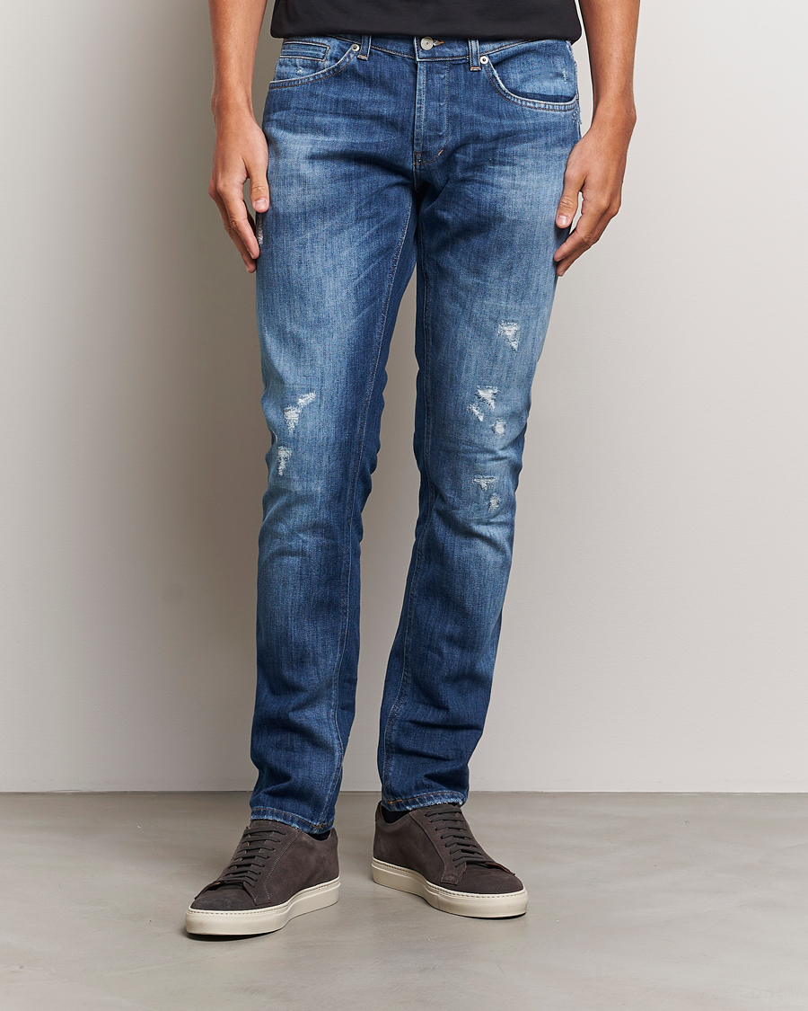Homme | Jeans | Dondup | George Light Distressed Jeans Medium Blue