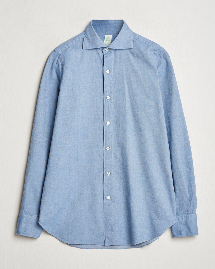 Heren | Overhemden | Finamore Napoli | Gaeta Flannel Shirt Light Blue