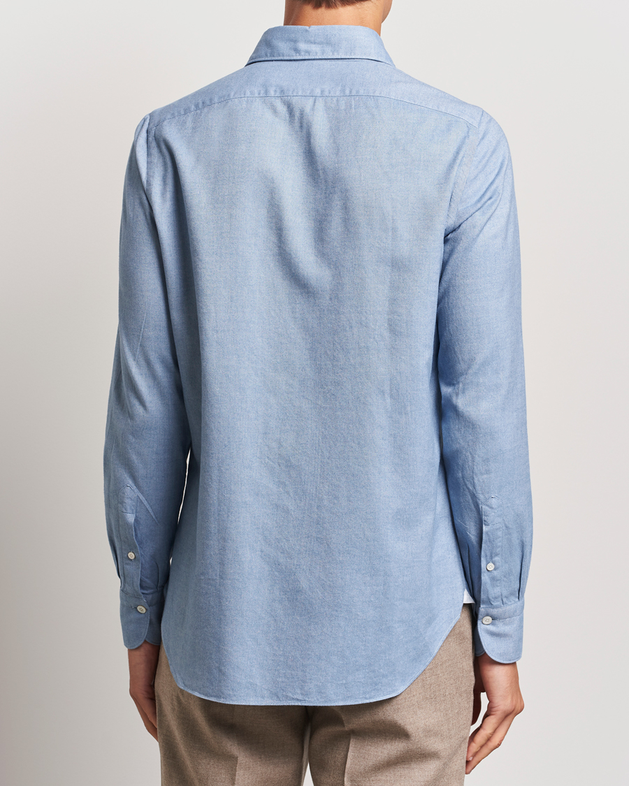 Heren | Overhemden | Finamore Napoli | Gaeta Flannel Shirt Light Blue