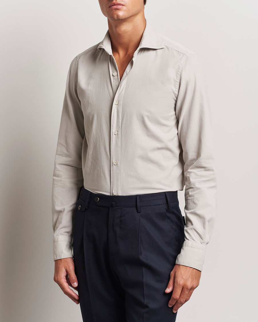 Heren | Overhemden | Finamore Napoli | Gaeta Corduroy Shirt Light Beige