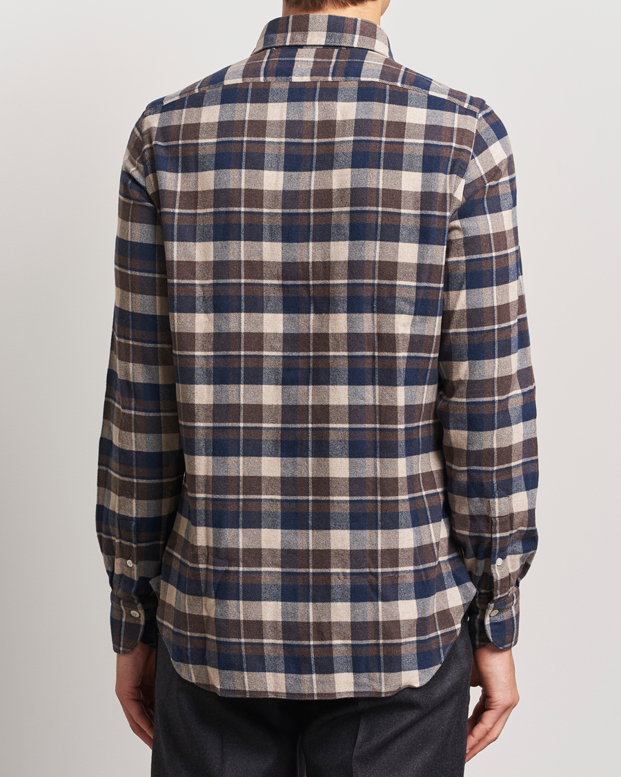 Heren | Overhemden | Finamore Napoli | Gaeta Flannel Shirt Navy Check