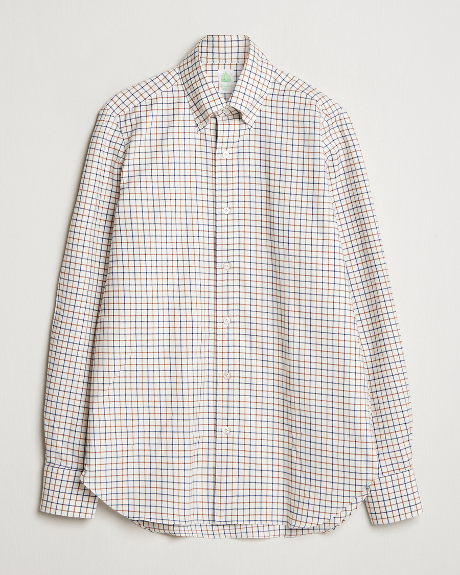 Homme | Chemises | Finamore Napoli | Gaeta Flannel Shirt Beige Check