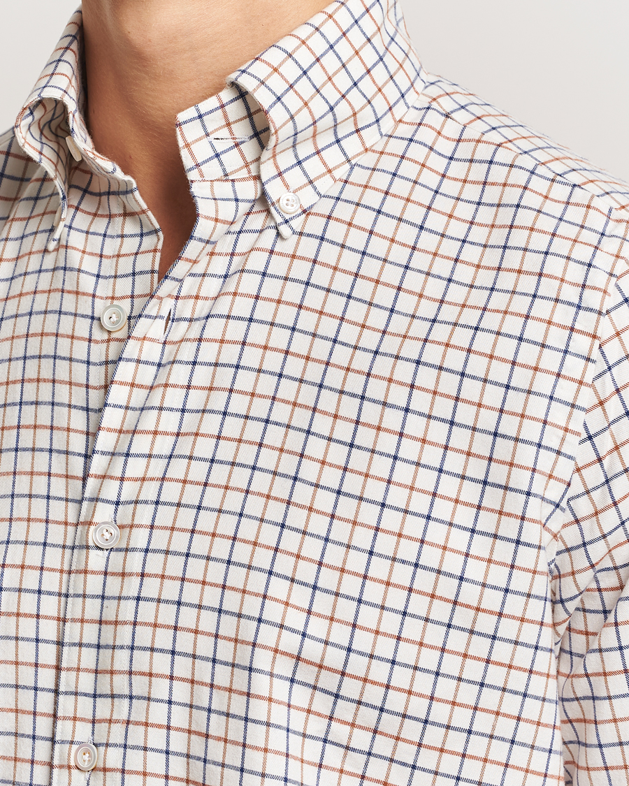 Homme | Chemises | Finamore Napoli | Gaeta Flannel Shirt Beige Check