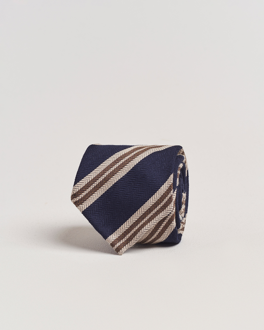 Homme | Finamore Napoli Wool/Silk Regimental Stripe Navy | Finamore Napoli | Wool/Silk Regimental Stripe Navy