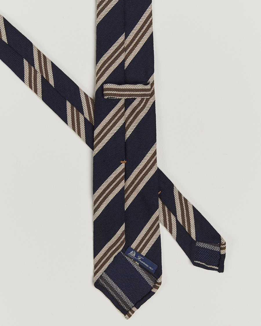 Homme | Finamore Napoli Wool/Silk Regimental Stripe Navy | Finamore Napoli | Wool/Silk Regimental Stripe Navy