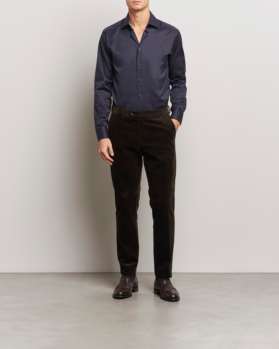 Homme | Chemises | Eton | Slim Fit Signature Twill Contrast Shirt Navy